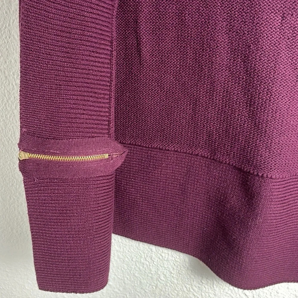 Ivanka Trump Plum Open Cardigan with Gold Zipper Detail - Picture 5 of 8